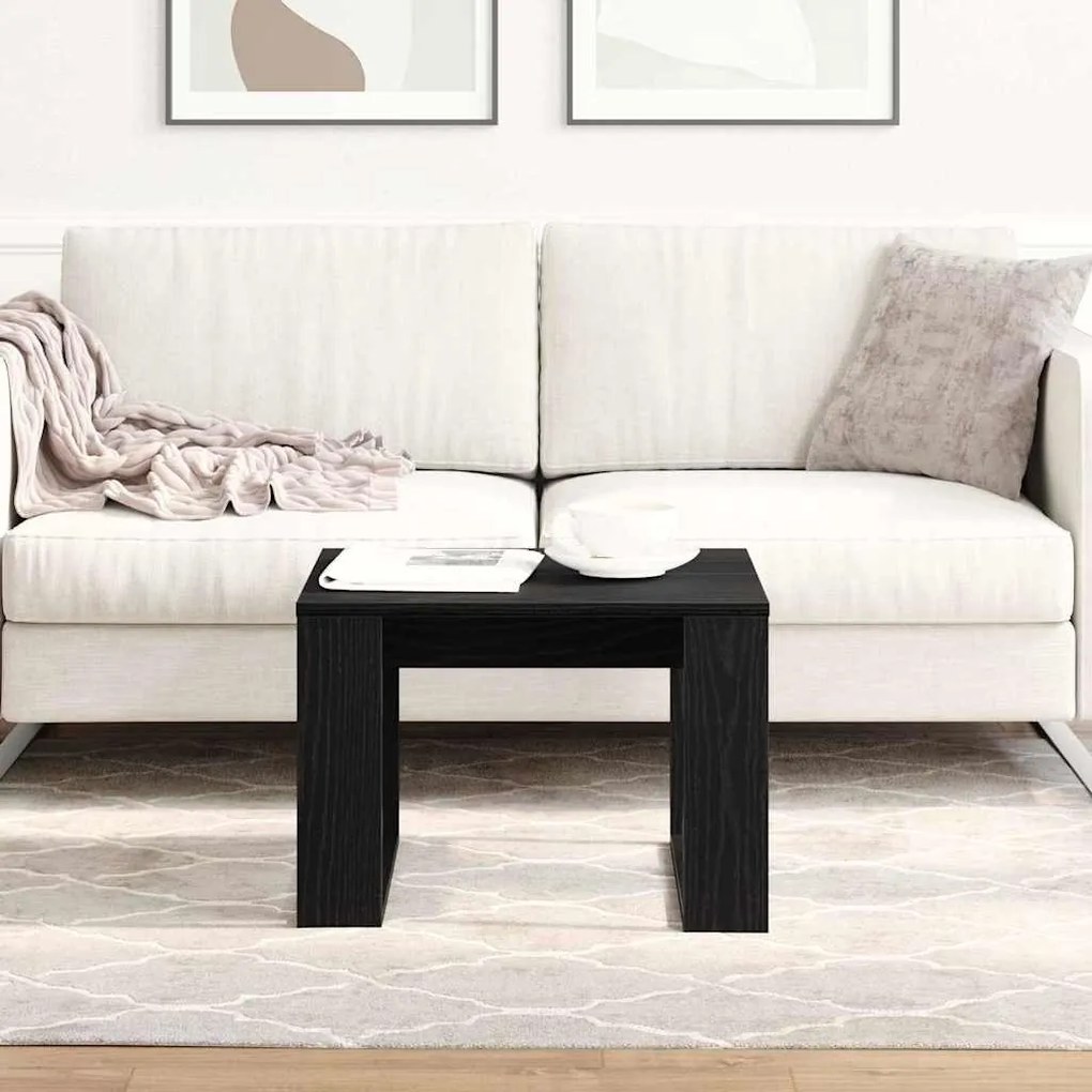 Mesa Lateral de Carvalho Preto - 50x50x35 cm, Feita de Madeira Maciça