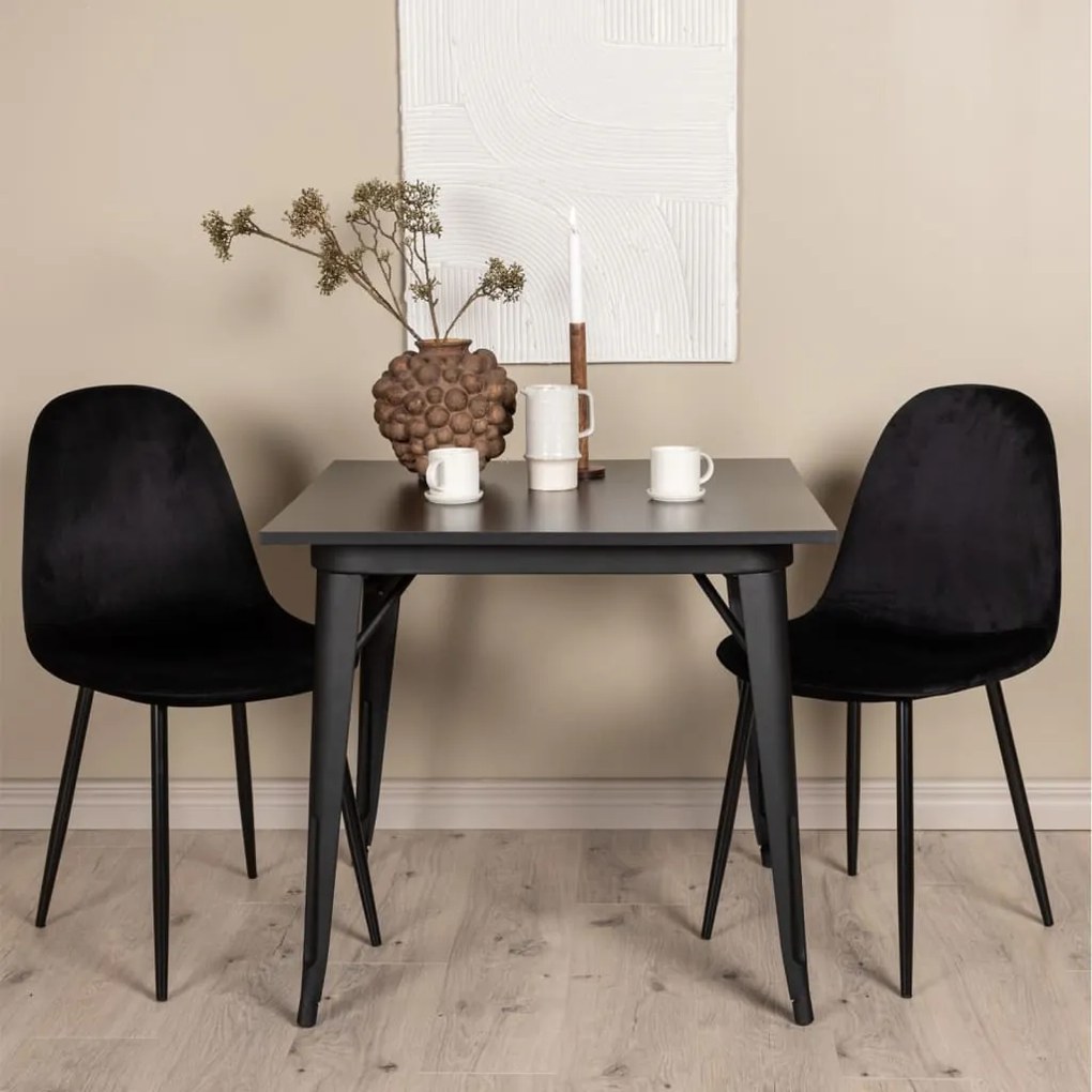 Venture Home Cadeiras de jantar Polar 2 pcs veludo preto
