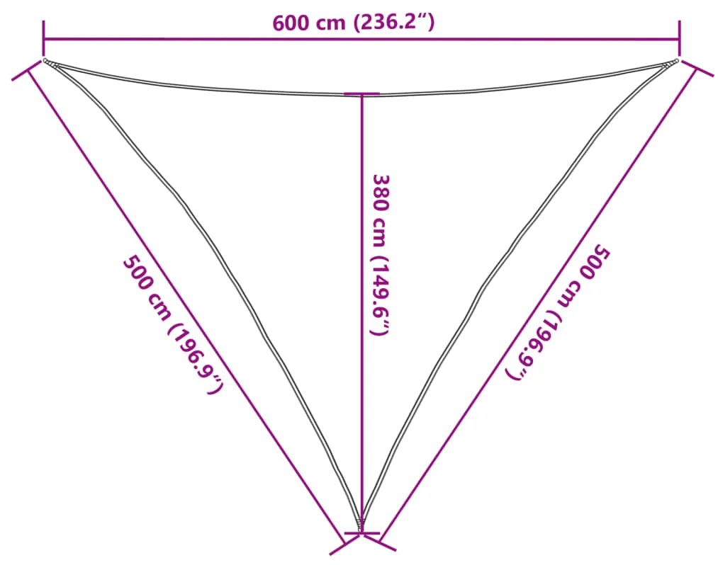 Para-sol estilo vela 160 g/m² 5x5x6 m PEAD preto