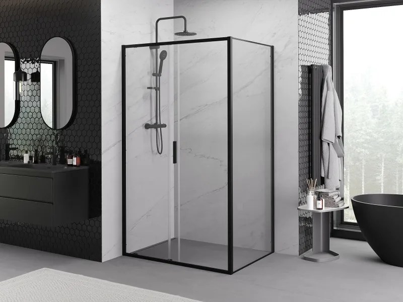 Mexen Exo-S cabine de duche deslizante 120 x 90 cm, transparente, preta - 8151-120-090-70-00