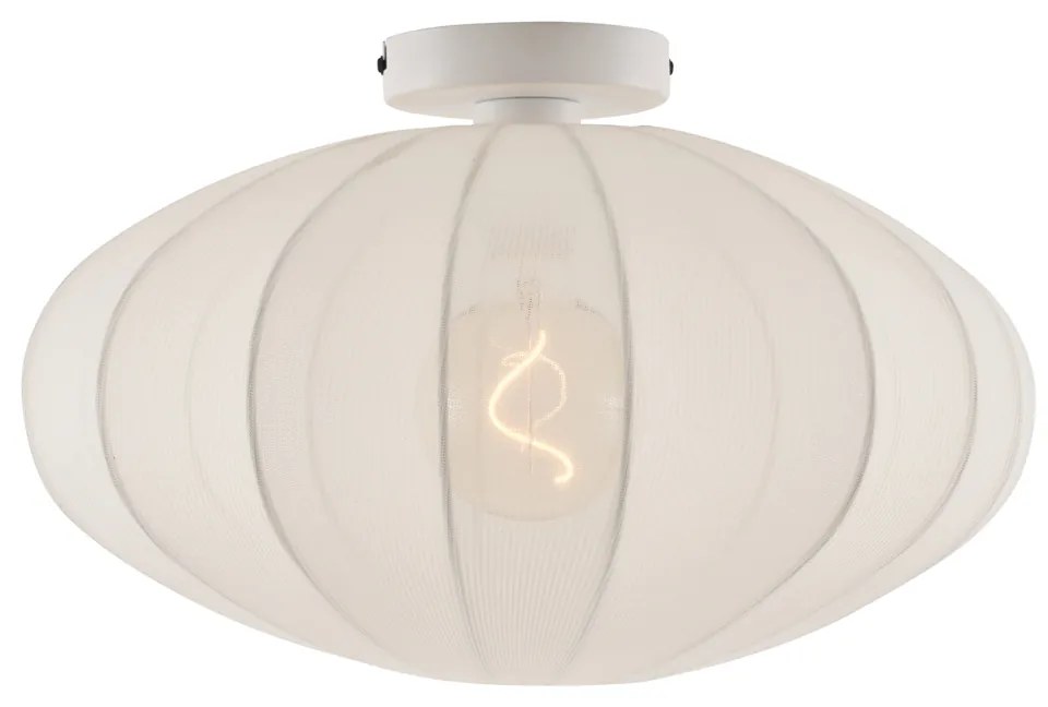 Candeeiro de Teto Japandi Branco com Abajur em Tecido - Bida