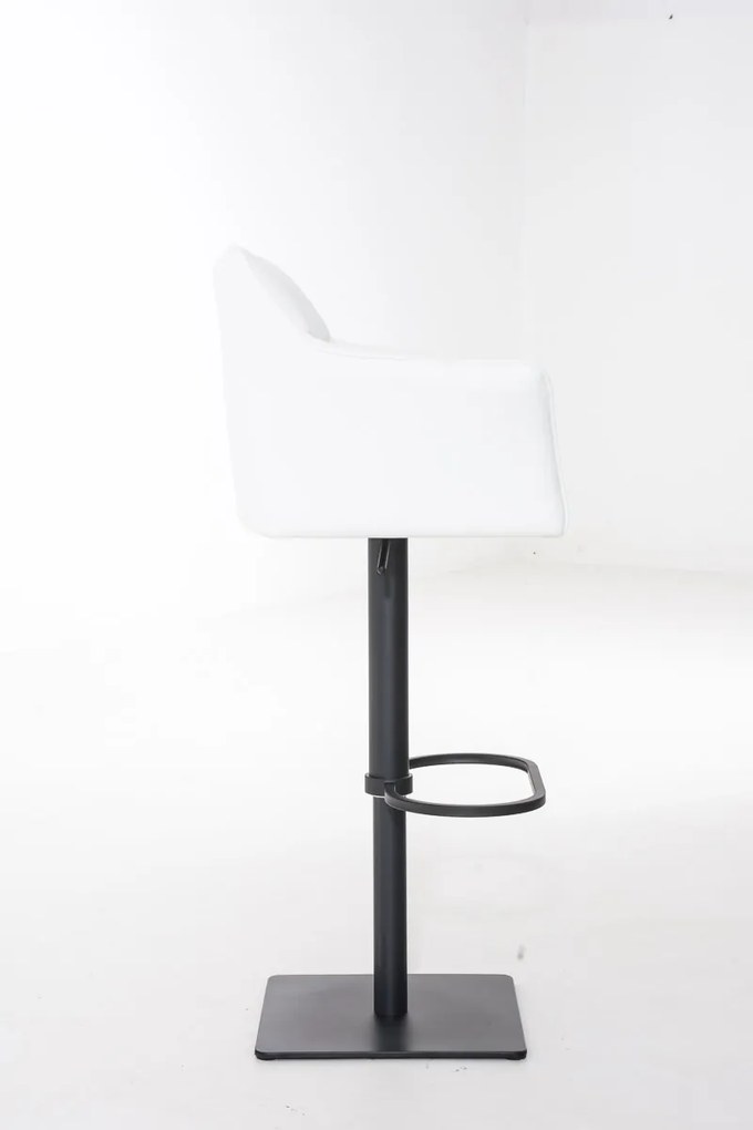 Banco de bar Damaso em couro sintético e com estrutura preta 64 x 88-113 x 45 cm Branco