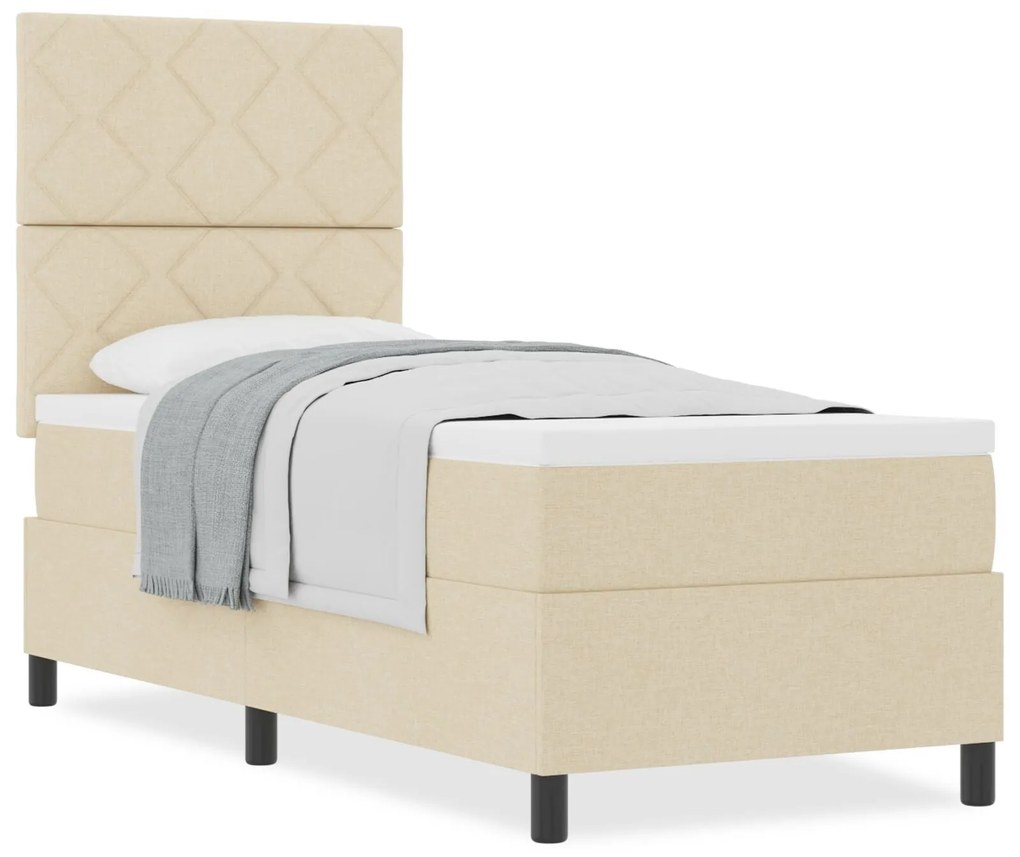 Cama Box Spring com Colchão Bege 80x200 cm Tecido