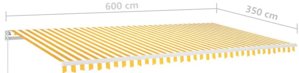 Toldo retrátil manual 600x350 cm amarelo e branco