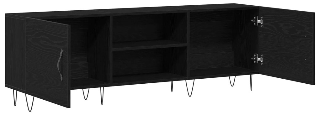 Armário para TV vidaXL Preto Carvalho 150x30x50 cm Madeira engenheirad