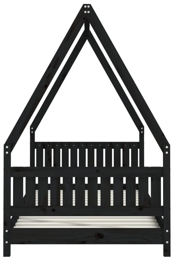 Estrutura de cama infantil 90x200 cm pinho maciço preto