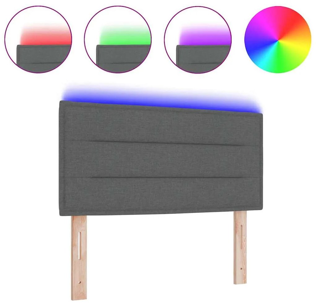 Cabeceira LED Design Lines Cinza Escuro 80 cm Tecido