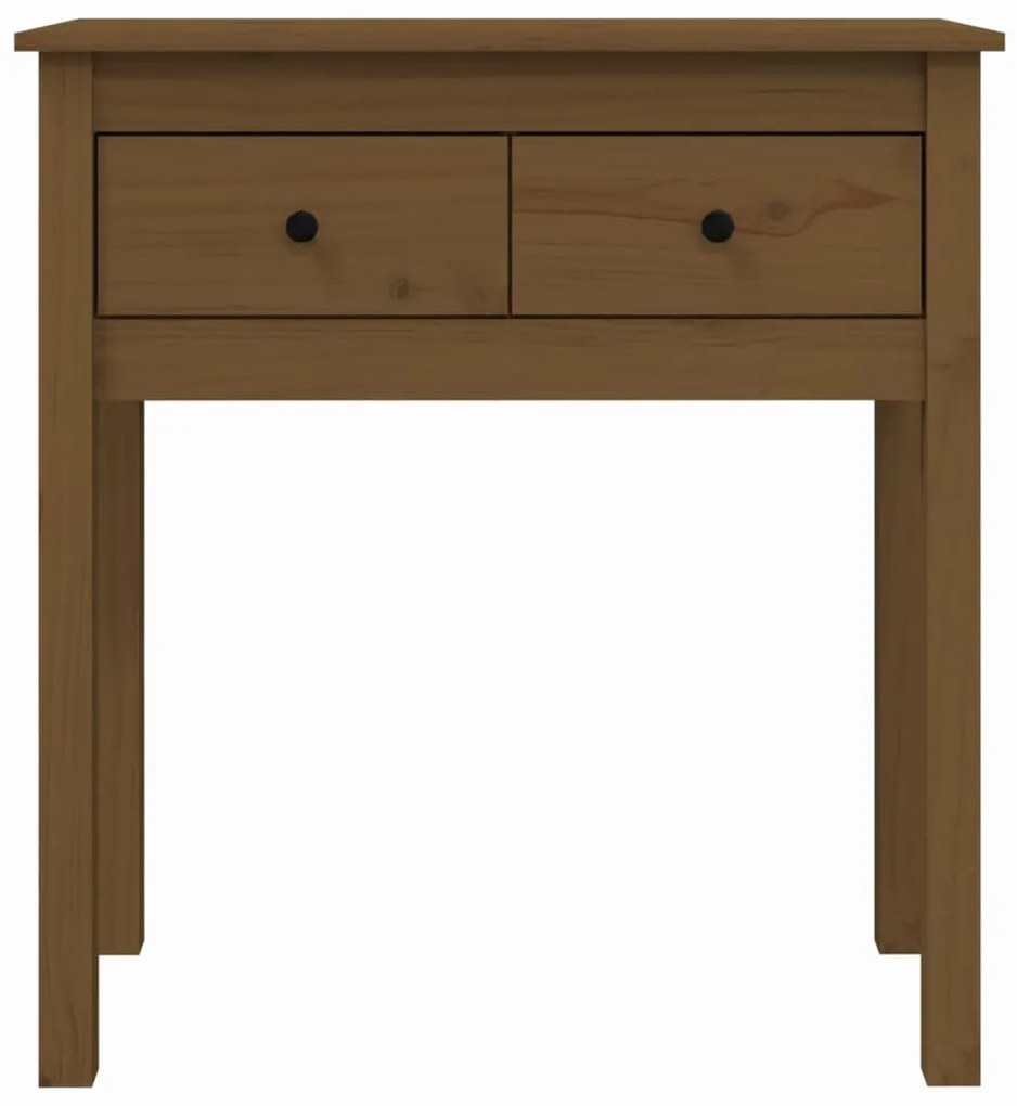 Mesa consola 70x35x75 cm madeira de pinho maciça castanho mel