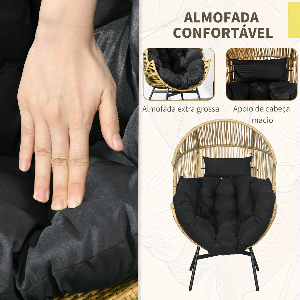 Poltrona de Vime Sintético "Freya" - Jardim em Forma de Ovo com Apoio
