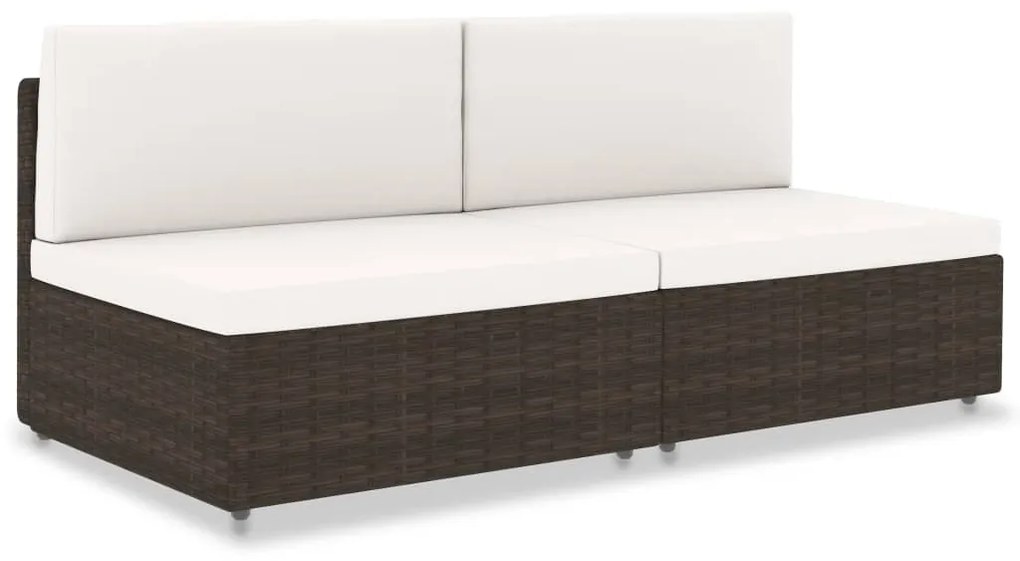vidaXL Sofá seccional de 2 lugares vime PE castanho
