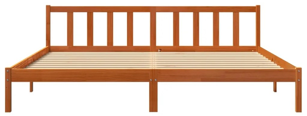 Estrutura de cama 200x200 cm pinho maciço castanho cera