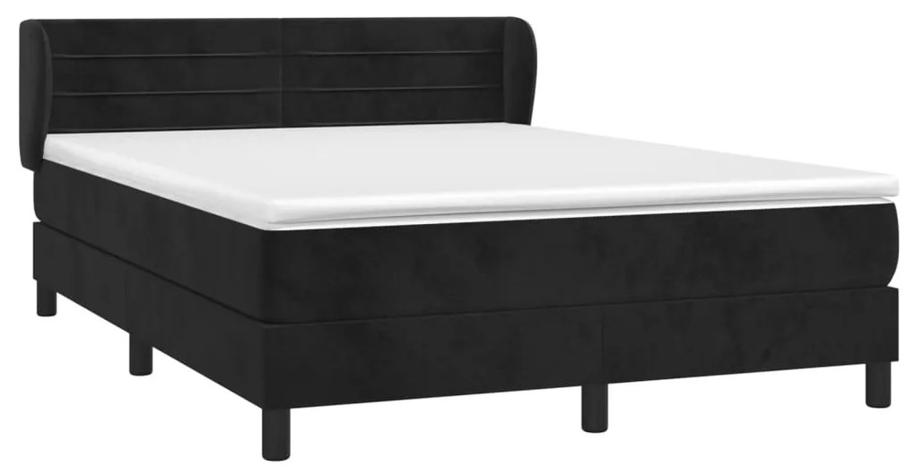 Cama com molas/colchão 140x200 cm veludo preto