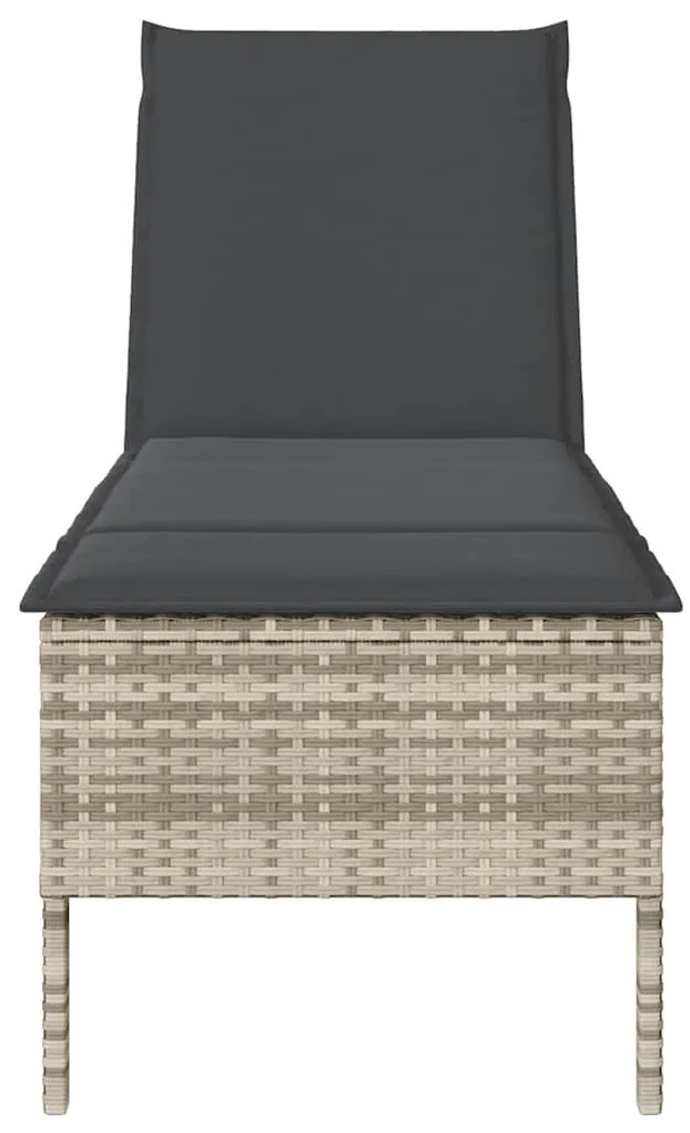Espreguiçadeira almofadão 55x200x44cm vime PE cinzento-claro