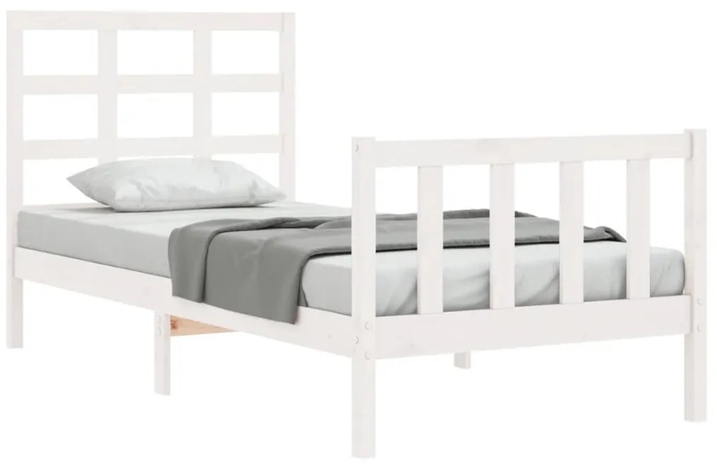 Cama sem colchão 90x190 cm madeira de pinho maciça branco