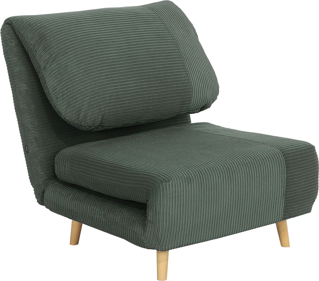 HOMCOM Poltrona-cama 2 em 1 Cama para hóspedes, apoio de cabeça ajustável Aparência cotelê 82 cm x 87 cm x 89 cm Verde | Aosom Portugal