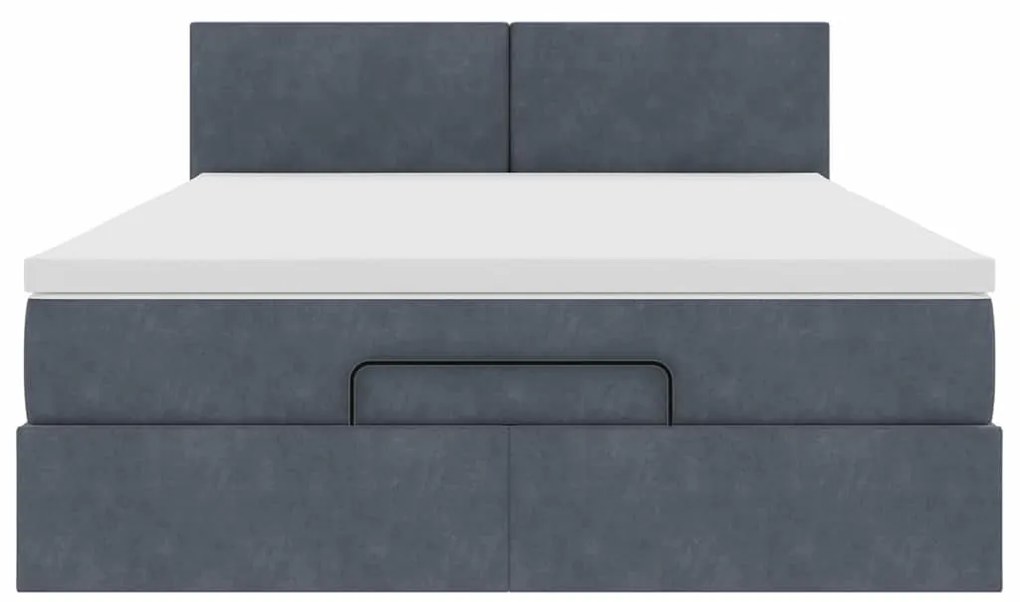 Estrutura de cama otomana com colchão 140x190cm cinzento escuro