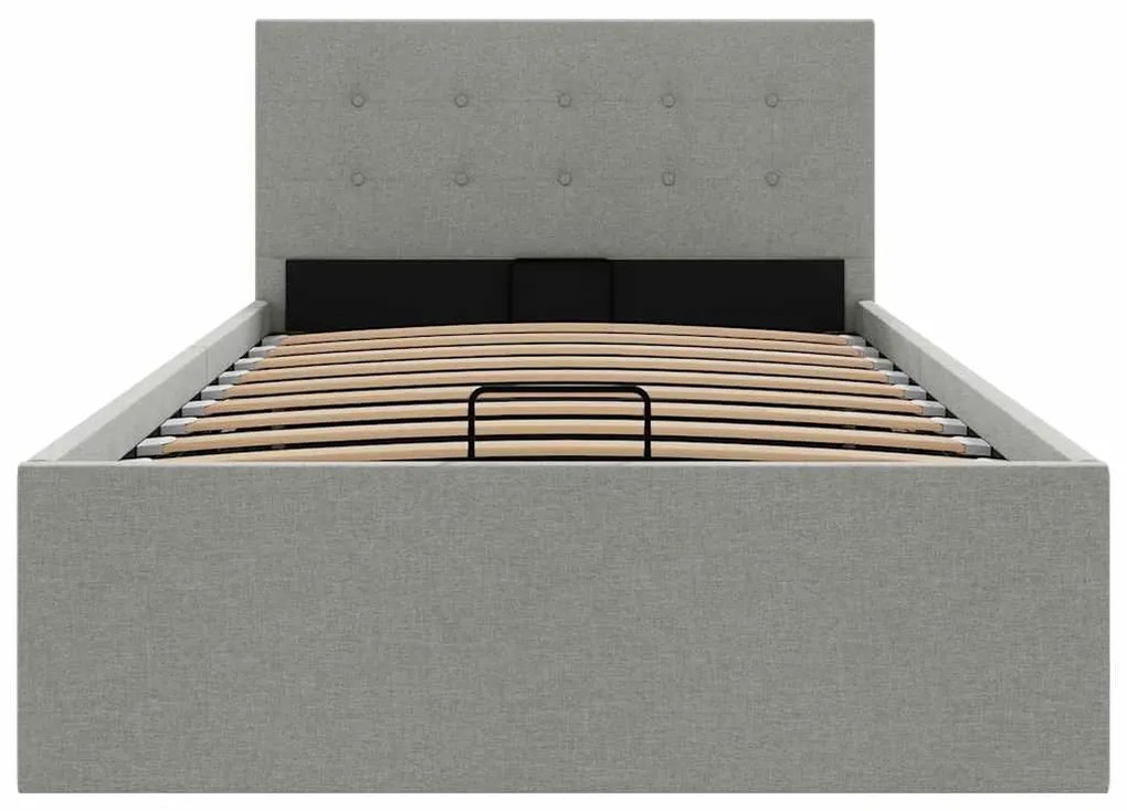 Cama hidráulica arrumação 90x200cm tecido cinza-claro