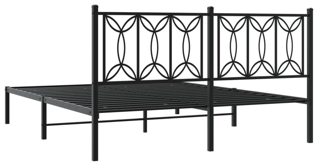 Estrutura de cama em metal com cabeceira 150x200 cm preto