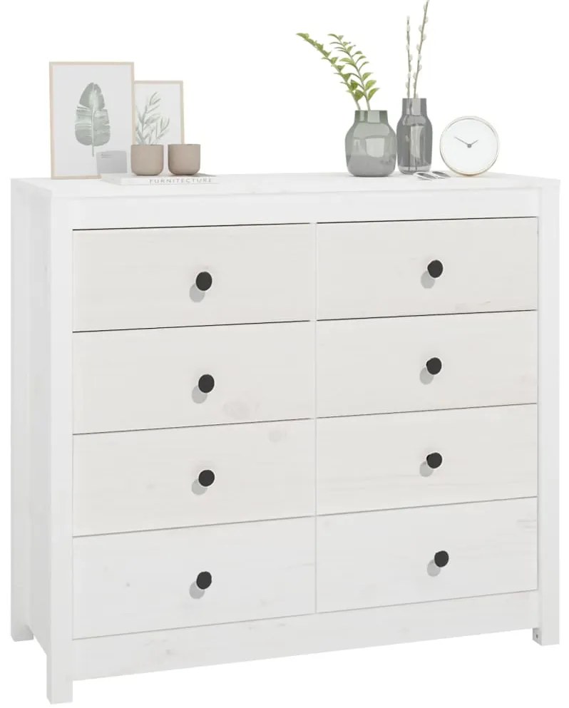 Armário de apoio 100x40x90 cm pinho maciço branco