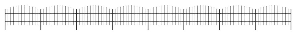 vidaXL Cerca de jardim com topo em lanças (0,75-1)x13,6 m aço preto