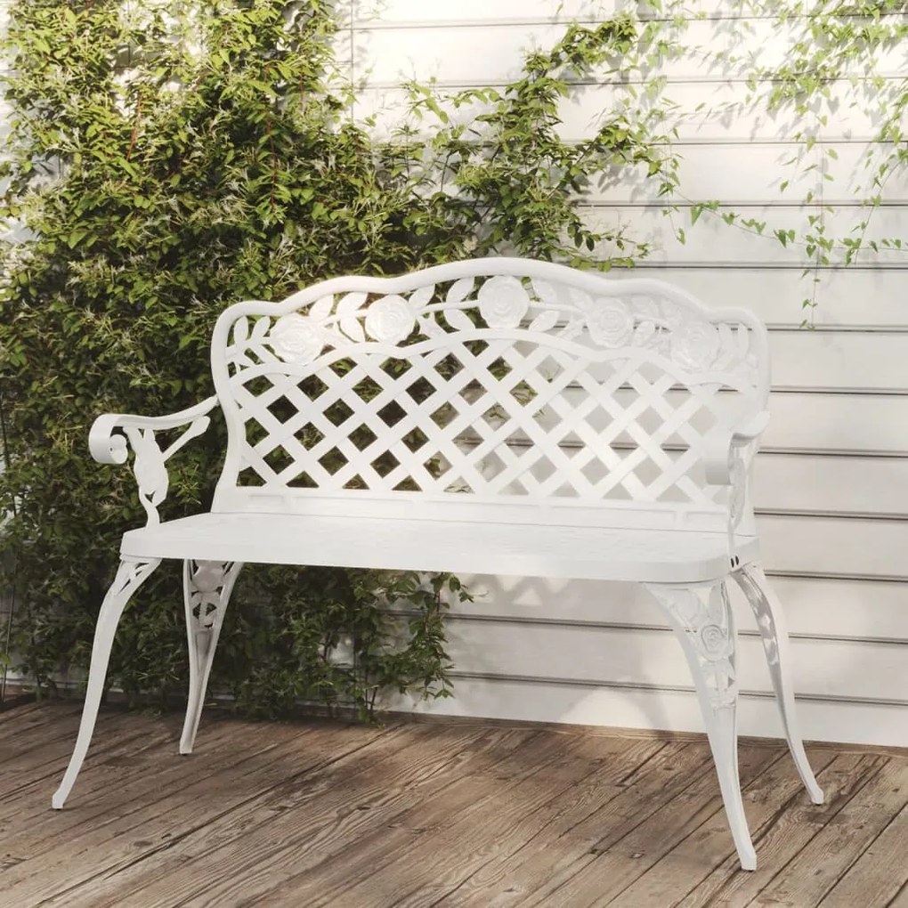 vidaXL Banco de jardim 108 cm alumínio fundido branco