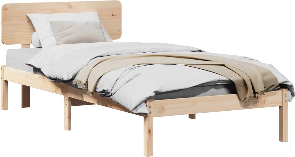 vidaXL Estrutura da Cama com cabeceira Natural 80 x 200 cm
