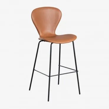 Taburete Alto Uit ↑75 Cm & Negro & Couro Sintético Camelo & Pelé Sintética - Sklum