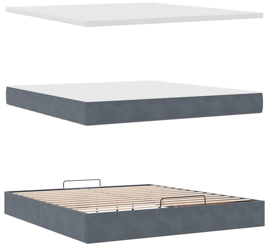 Estrutura de cama otomana com colchão 160x200cm cinzento escuro