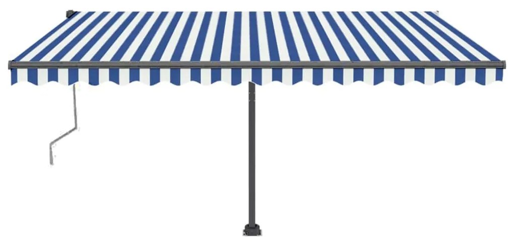 Toldo automático c/ LED e sensor de vento 450x350cm azul/branco