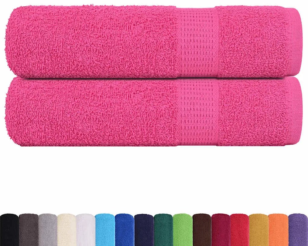 Toalhas de mãos 2 pcs 50x100 cm 360 gsm 100% algodão rosa