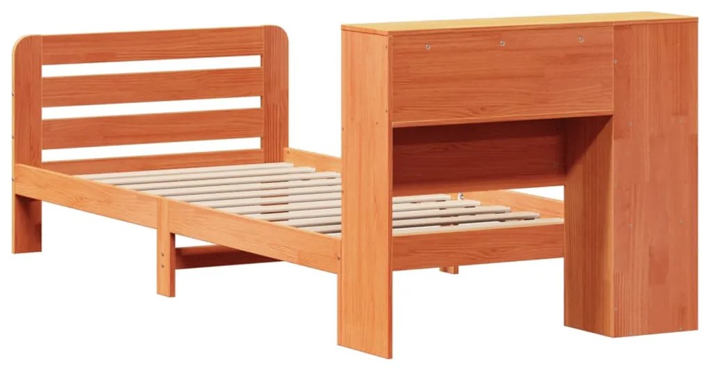 Cama sem colchão 75x190 cm madeira de pinho maciça castanho-mel