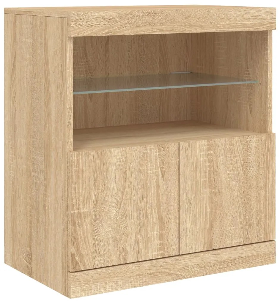 Aparador com luzes LED 181,5x37x67 cm carvalho sonoma