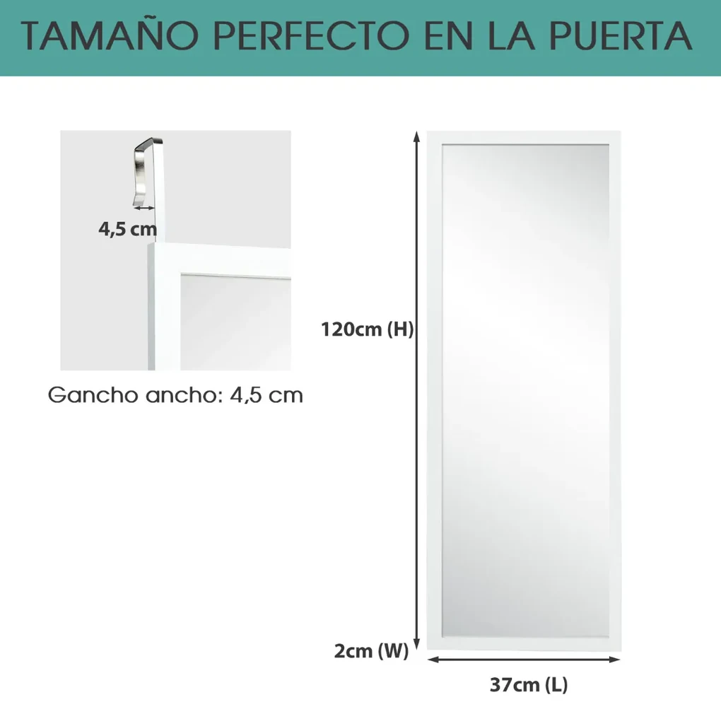 Espelho de corpo inteiro de parede com ganchos para porta Quarto Quarto ...