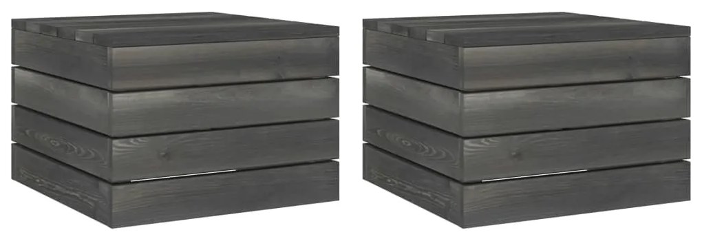 315422 vidaXL Mesas de paletes para jardim 2 pcs pinho maciço cinzento-escuro