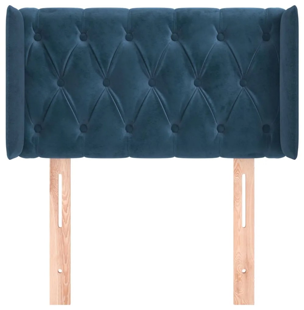 Cabeceira de cama c/ abas veludo 83x16x78/88 cm azul-escuro