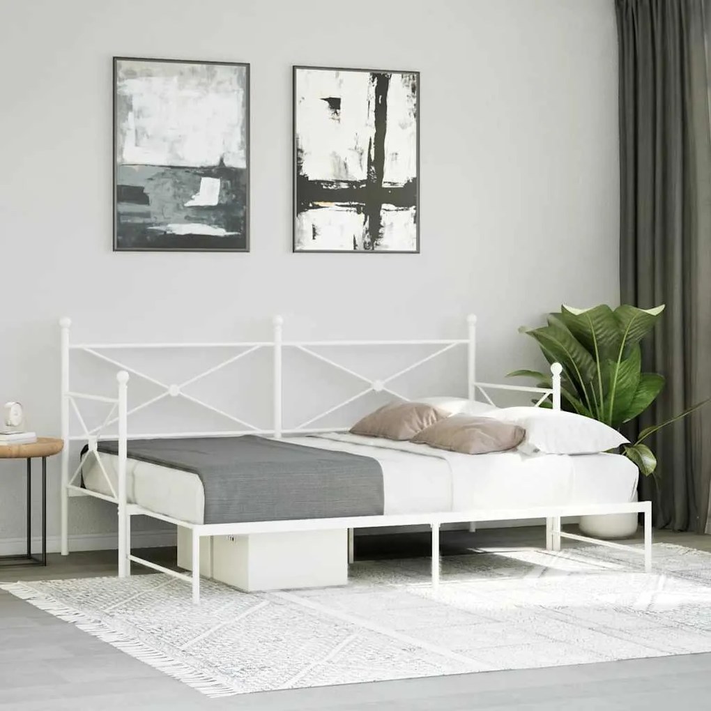 Cama de dia com gavetão sem colchão 90x200 cm aço branco