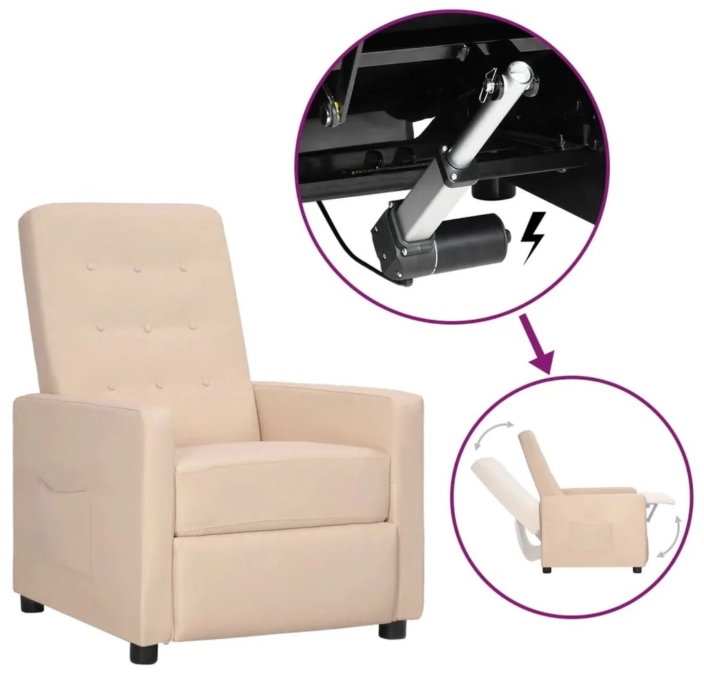 vidaXL Poltrona elevatória tecido cor creme