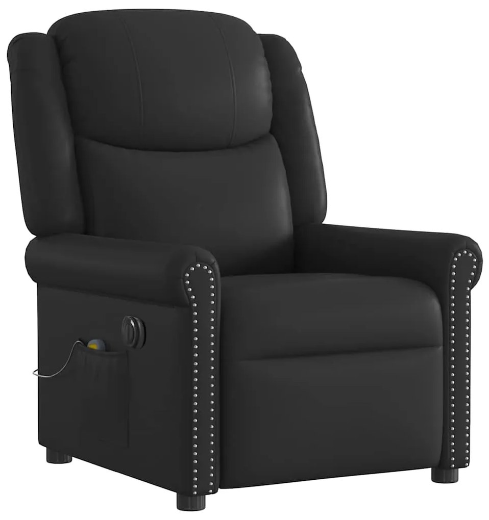 Poltrona massagens reclinável elétrica couro artificial preto