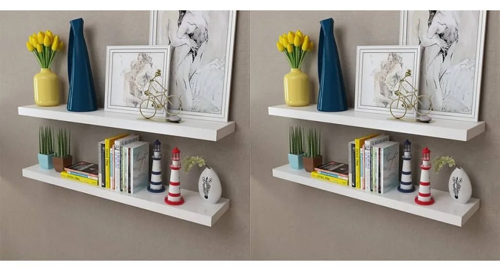 vidaXL Prateleiras de parede 4 pcs branco 100 cm