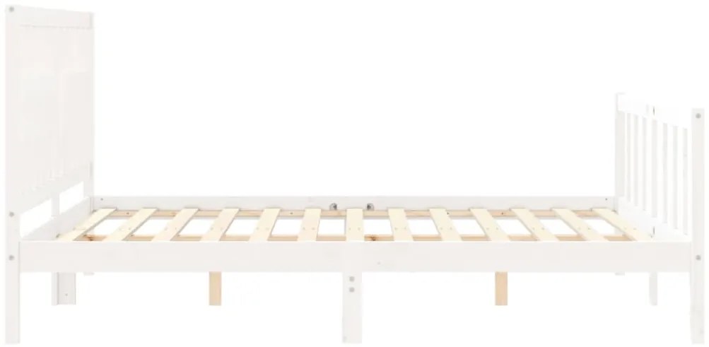 Estrutura de cama King Size com cabeceira madeira maciça branco