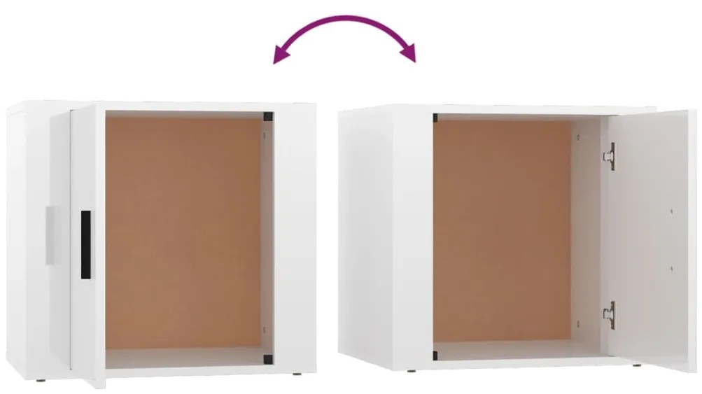 Mesas de cabeceira 2 pcs 50x39x47 cm branco brilhante