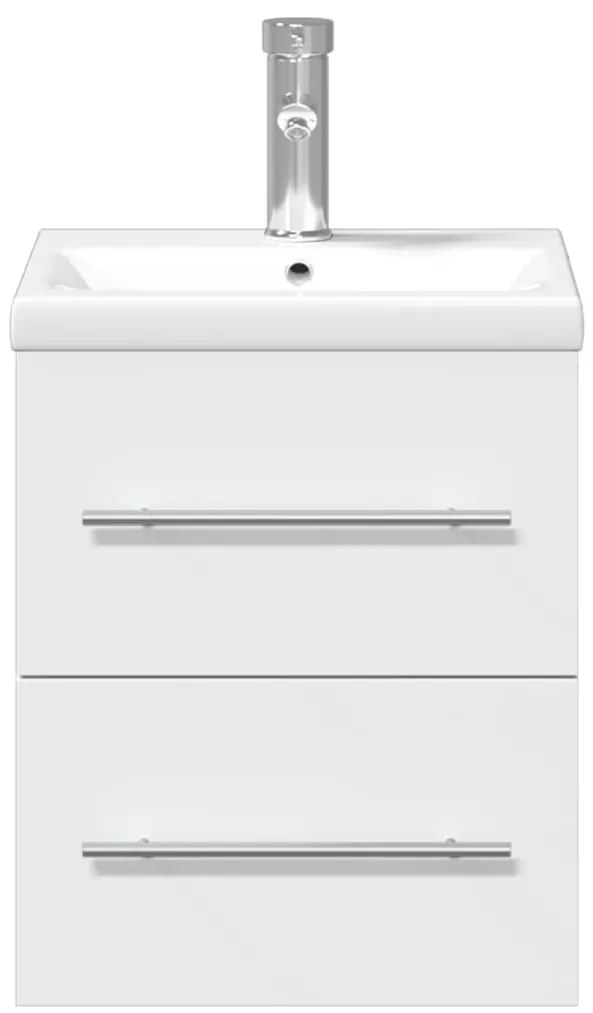 Armário de casa de banho com lavatório embutido branco