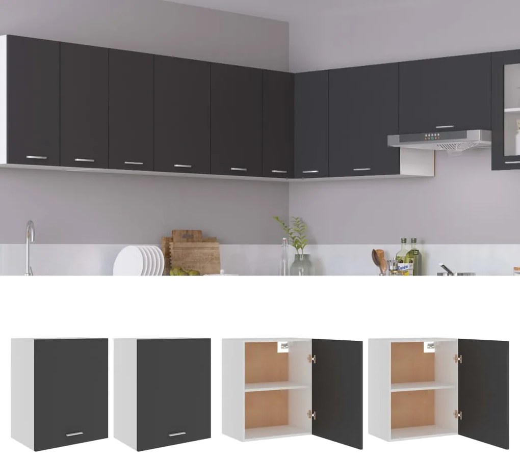 vidaXL Armários de parede “Lyon” 2 pcs derivados madeira cinza
