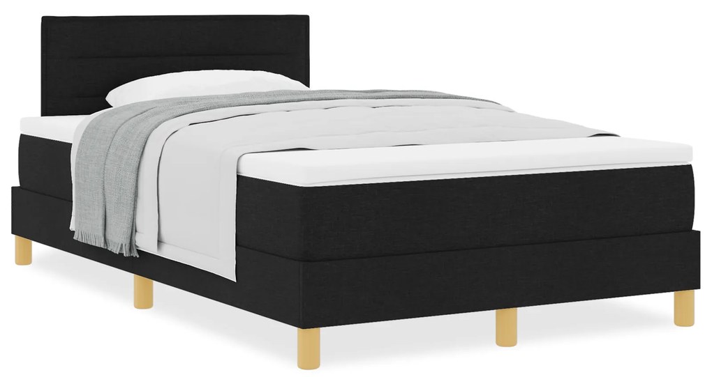 Cama Box Spring com Colchão Preto 120x190 cm Tecido