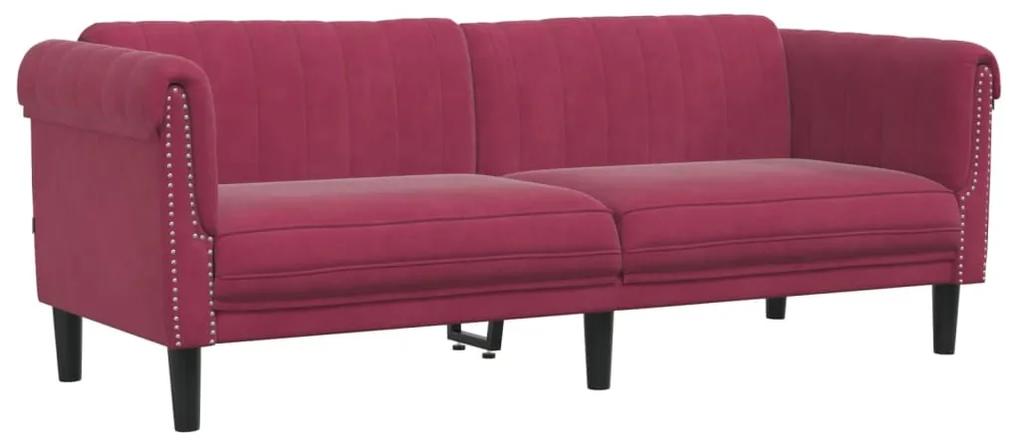 2 pcs conjunto de sofás veludo vermelho-tinto