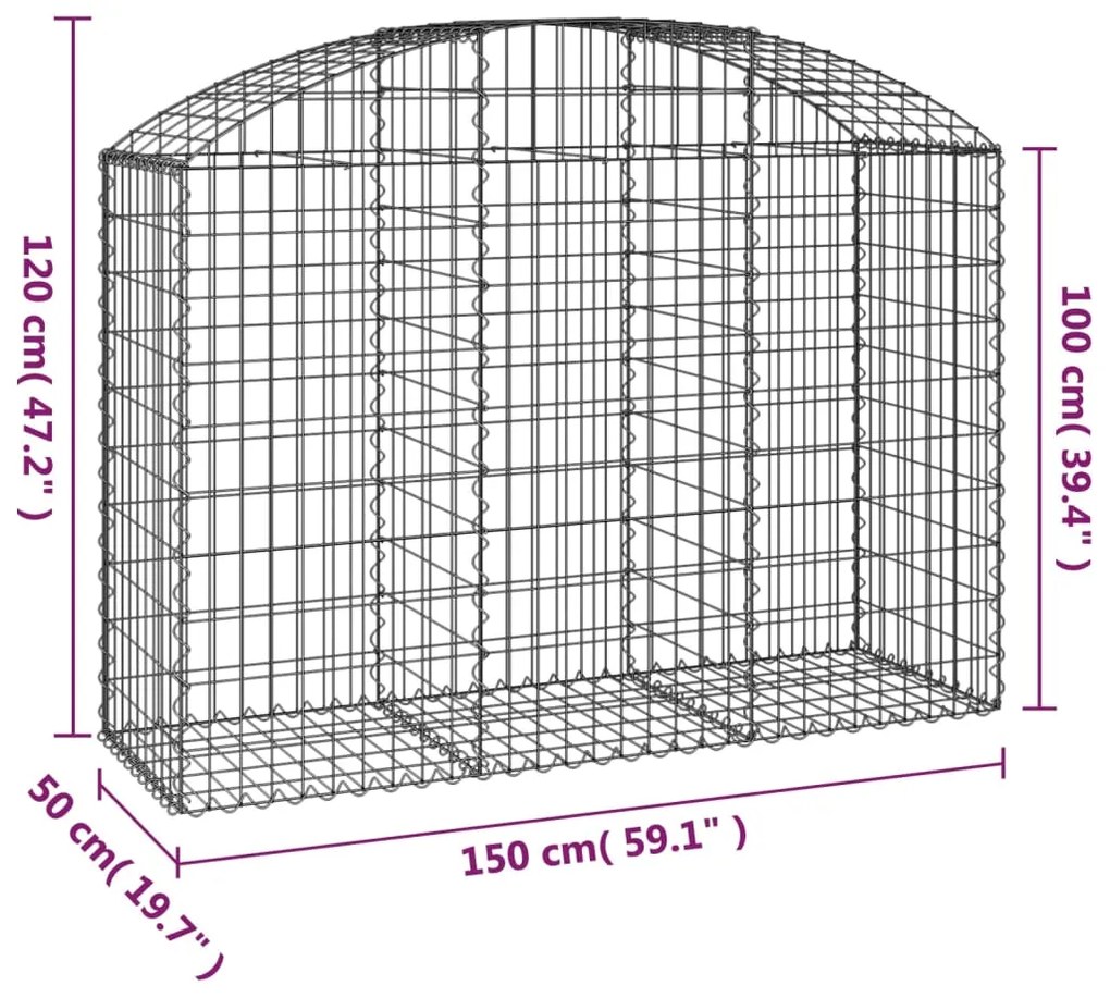 Cesto gabião arqueado 150x50x100/120 cm ferro galvanizado