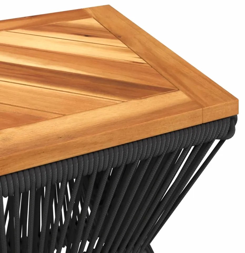 Mesa de centro com base de arame 38x38x38 cm acácia maciça