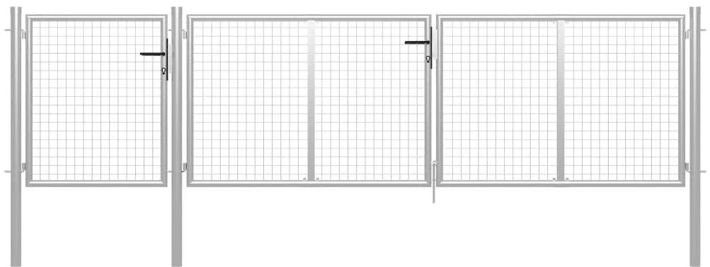 Portão de jardim 400x100 cm aço prateado