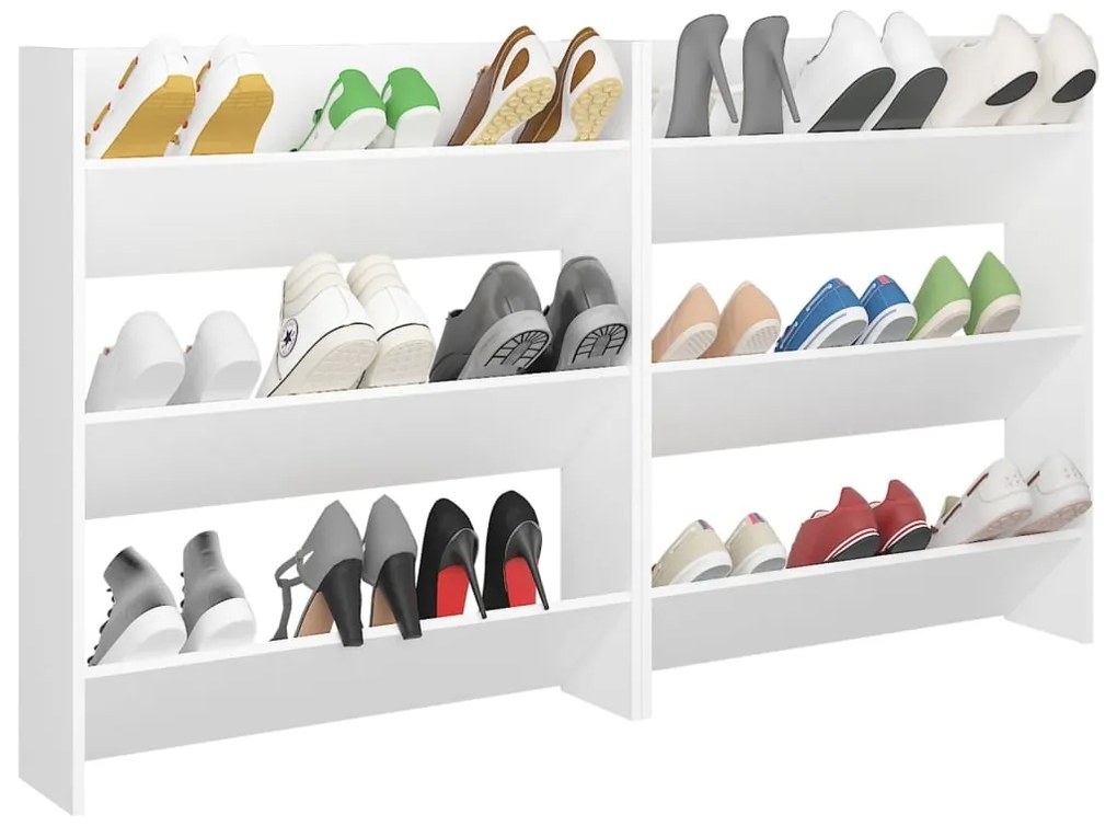 Sapateiras de parede 2 pcs 80x18x90 cm contraplacado branco