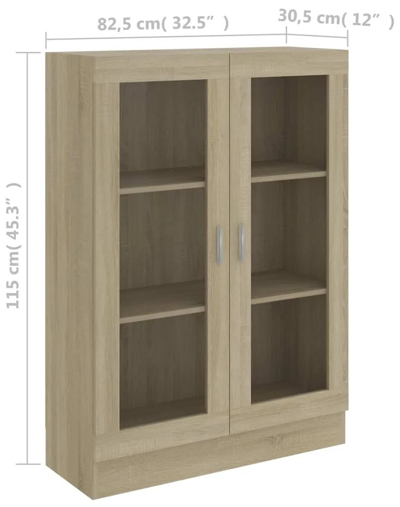 Vitrine Real de 115 cm - Carvalho - Design Moderno